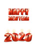 2020년 양초와 Happy New Year 글자 템플릿