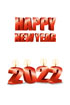2022년 양초와 Happy New Year 글자 템플릿