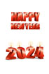 2024년 양초와 Happy New Year 글자 템플릿