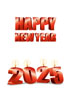 2025년 양초와 Happy New Year 글자 템플릿
