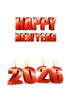 2026년 양초와 Happy New Year 글자 템플릿