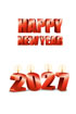 2027년 양초와 Happy New Year 글자 템플릿