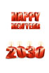 2030년 양초와 Happy New Year 글자 템플릿