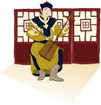 전통악기를 연주하는 몽골인 템플릿